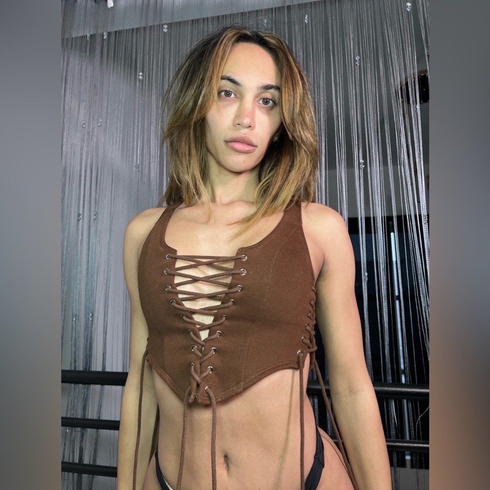 Suede corset top with lacio up front and silver hardware